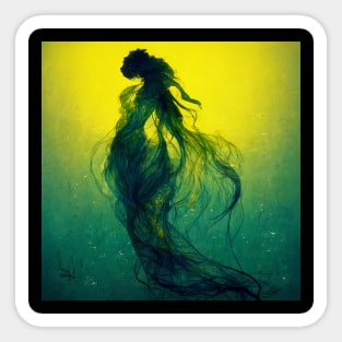 Underwater wispy woman, swimming toward the light. Sticker